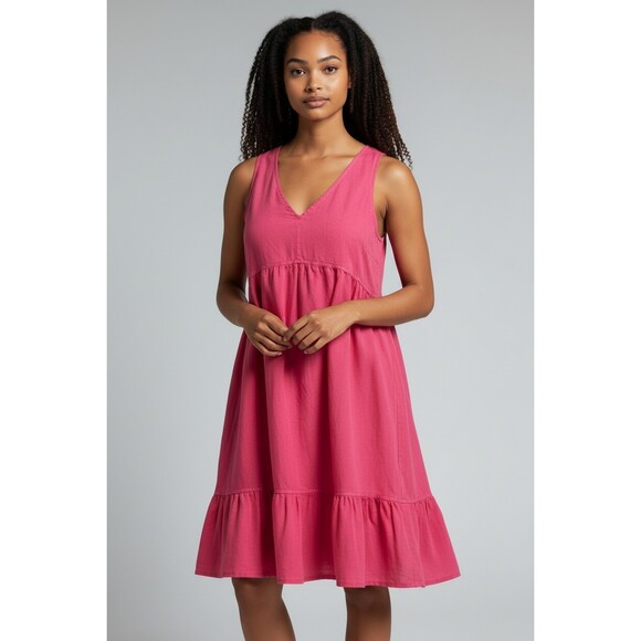 Cynthia Rowley Dresses & Skirts - Cynthia Rowley 100% Linen Sundress Size S Raspberry Empire Waist Ruffle Hem